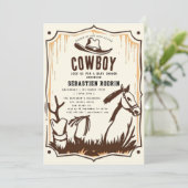 Petite Cowboy Baby shower moderne Invitation (Debout devant)