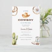 Petite Cowboy Baby shower moderne Invitation (Debout devant)