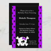 Petite crâne violet Invitations d'anniversaire (Devant / Derrière)
