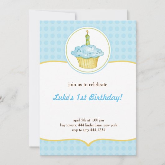 Petite Cupcake Première Invitation de garçon (Devant)