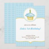 Petite Cupcake Première Invitation de garçon (Devant / Derrière)