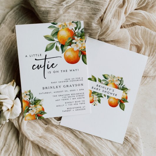 Petite Cutie Baby shower Invitation Citrus Orange