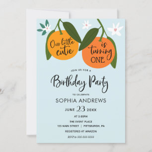 Petite Cutie Orange Invitation Anniversaire