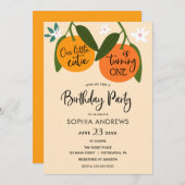 Petite Cutie Orange Invitation Anniversaire (Devant / Derrière)