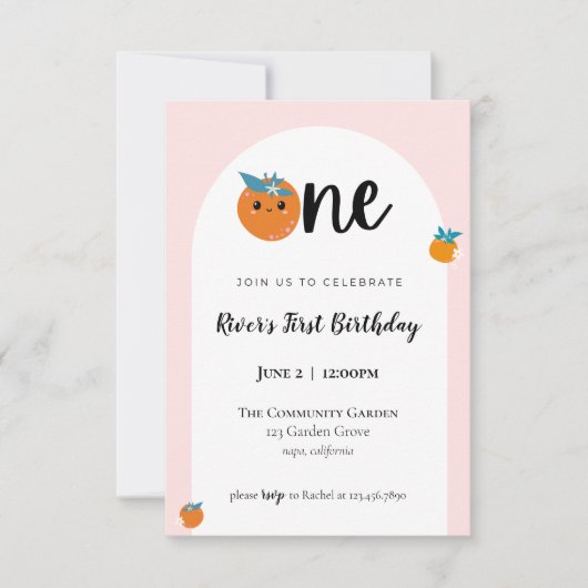 Petite Cutie Première invitation d'anniversaire (Devant)