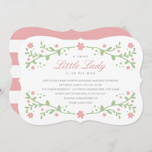 Petite Dame Baby shower douce Invitation (Devant / Derrière)