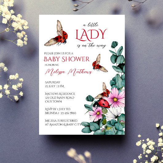 Petite dame fille invitation baby shower