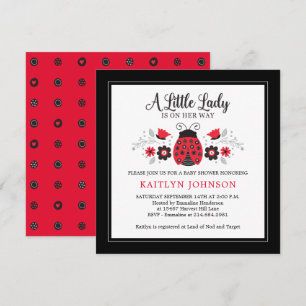 Petite dame Ladybug fille Baby shower Invitation