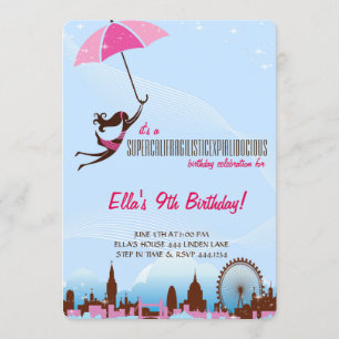 Petite Dame Parapluie Invitations de fête d'annive