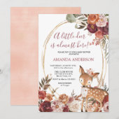 Petite Deer Beige Marsala Baby shower invitation (Devant / Derrière)