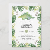 Petite Dinosaure 1er Anniversaire Invitations (Devant)