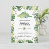 Petite Dinosaure 1er Anniversaire Invitations (Debout devant)