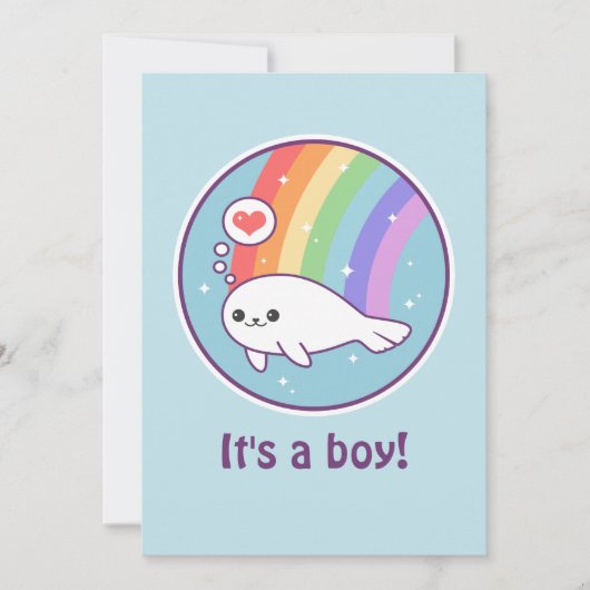 Petite douche pour bébés au phoque Invitations pou (Devant)