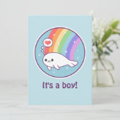 Petite douche pour bébés au phoque Invitations pou (Debout devant)