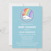 Petite douche pour bébés au phoque Invitations pou (Dos)