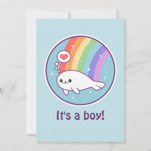 Petite douche pour bébés au phoque Invitations pou