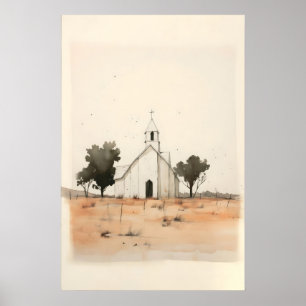 Petite église à la campagne, impression numérique