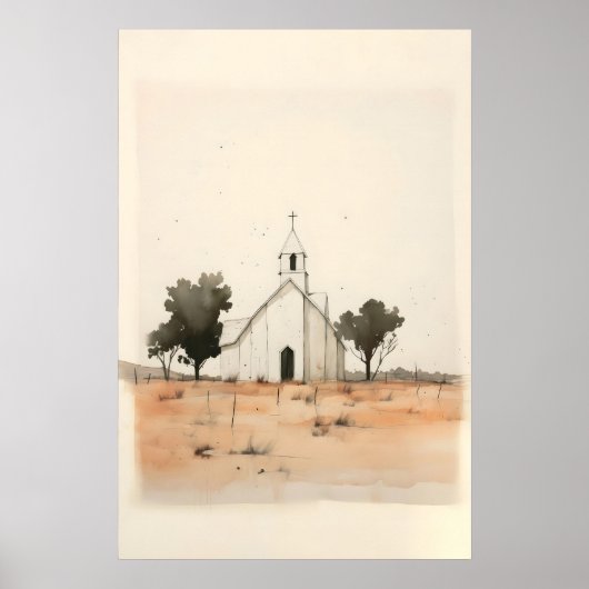 Petite église à la campagne, impression numérique (Devant)