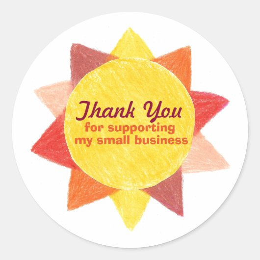 Petite entreprise merci autocollant - soleil (Devant)