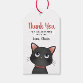Petite étiquette de cadeau chat noir merci (Devant)