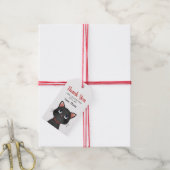 Petite étiquette de cadeau chat noir merci (Avec de la ficelle)
