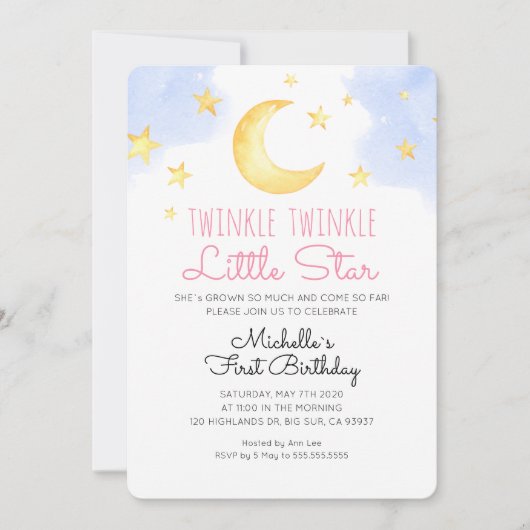 Petite étoile Baby Invitation anniversaire (Devant)