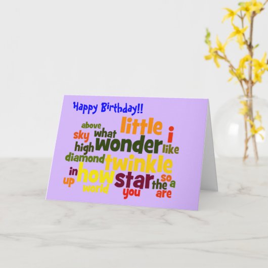 Petite étoile scintillante - carte d'anniversaire (Fleur jaune)