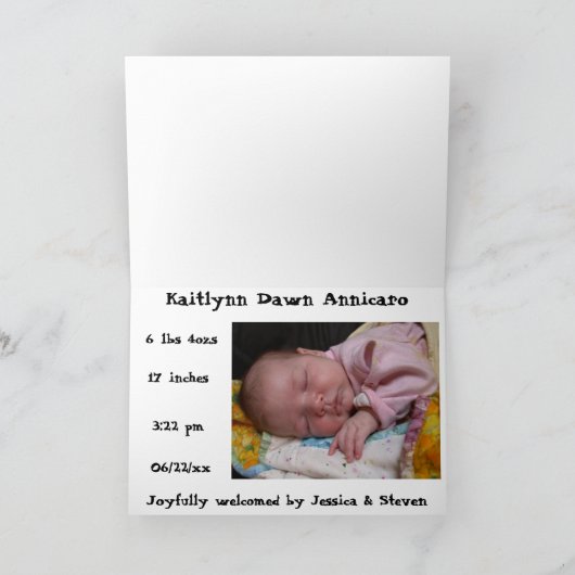 Petite Faire-part de naissance d'arachide (Intérieur)