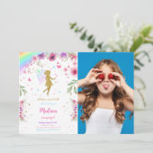 Petite Fée Anniversaire Fête Invitation Avec Photo (Debout devant)
