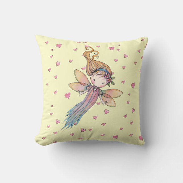 Petite Fée et Cœurs Oreiller pour Filles (Recto)