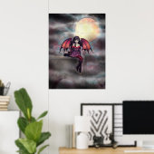 Petite Fée Vampire Gothique et Chat Affiche (Bureau à domicile)