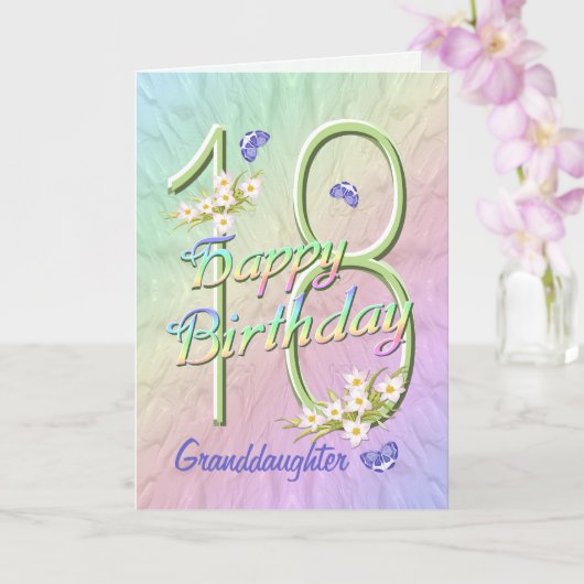 Petite-fille 18e anniversaire Papillon Carte de ja (Orchidée)