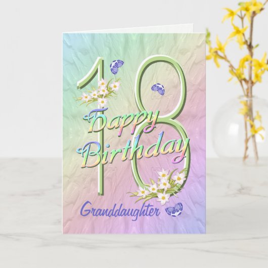 Petite-fille 18e anniversaire Papillon Carte de ja (Fleur jaune)