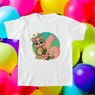 petite fille âge six anniversaire ours T-shirt