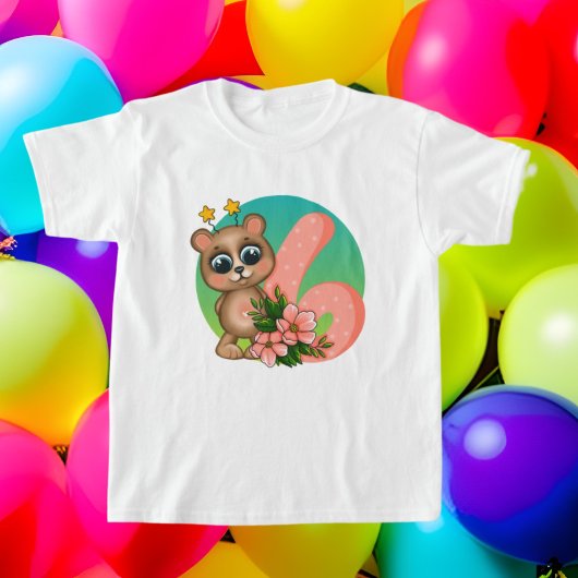 petite fille âge six anniversaire ours T-shirt