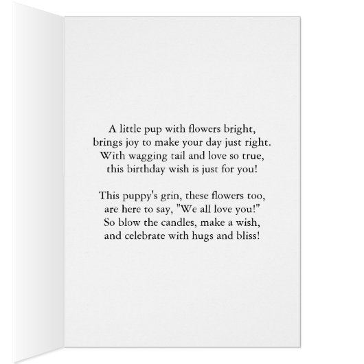 Petite-fille Anniversaire Chiot et Fleurs (Intérieur (Droit))