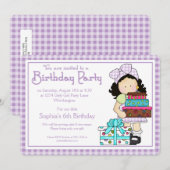 Petite fille Anniversaire Fête Invitation Pays Fil (Devant / Derrière)