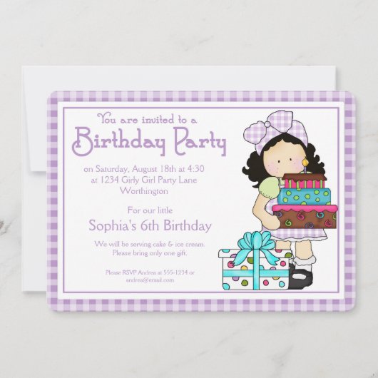 Petite fille Anniversaire Fête Invitation Pays Fil (Devant)