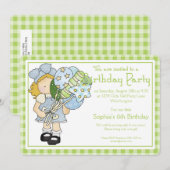 Petite fille Anniversaire Fête Invitation Pays Fil (Devant / Derrière)