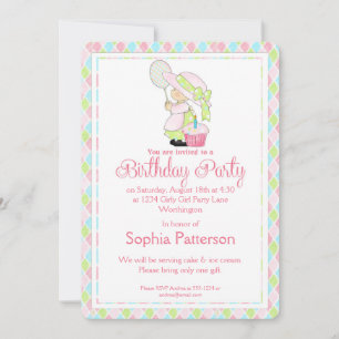 Petite fille Anniversaire Fête Invitation Pays Fil