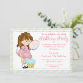 Petite fille Anniversaire Invitation Fille fille d (Debout devant)