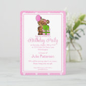 Petite Fille Anniversaire Invitation Fille Ours 1 (Debout devant)