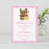 Petite Fille Anniversaire Invitation Fille Ourse 3 (Debout devant)