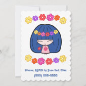 Petite Fille Anniversaire Invitations Kawaii Fille (Dos)