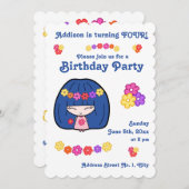Petite Fille Anniversaire Invitations Kawaii Fille (Devant / Derrière)