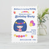 Petite Fille Anniversaire Invitations Kawaii Fille (Debout devant)