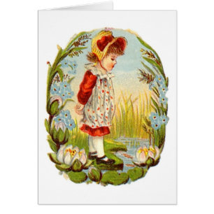 Petite fille au milieu des fleurs Carte personnali