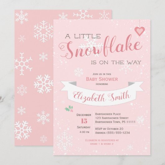 Petite fille aux flocons de neige invitation à la  (Devant / Derrière)