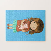 PETITE FILLE AVEC CHAT ART JIGSAW PUZZLE (Horizontal)