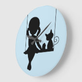 PETITE FILLE AVEC CHAT HORLOGE (Angle)